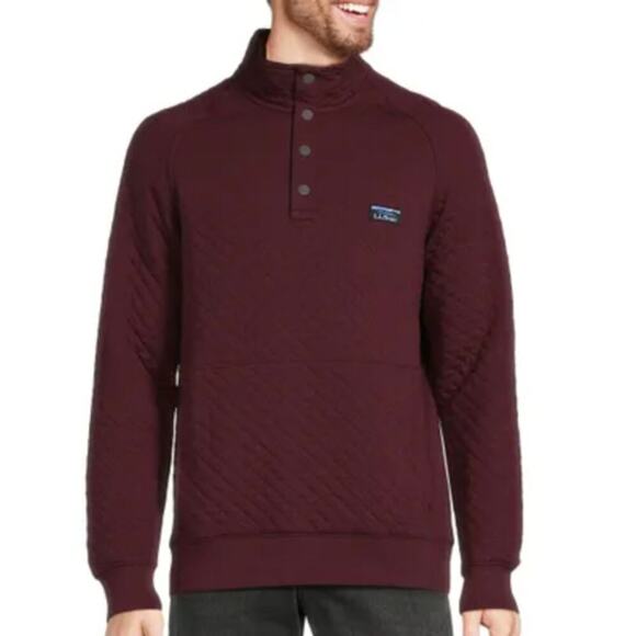 L.L. Bean Burgundy Quarter Button Traditional Fit Quilted Sweatshirt, Size M - Picture 1 of 5